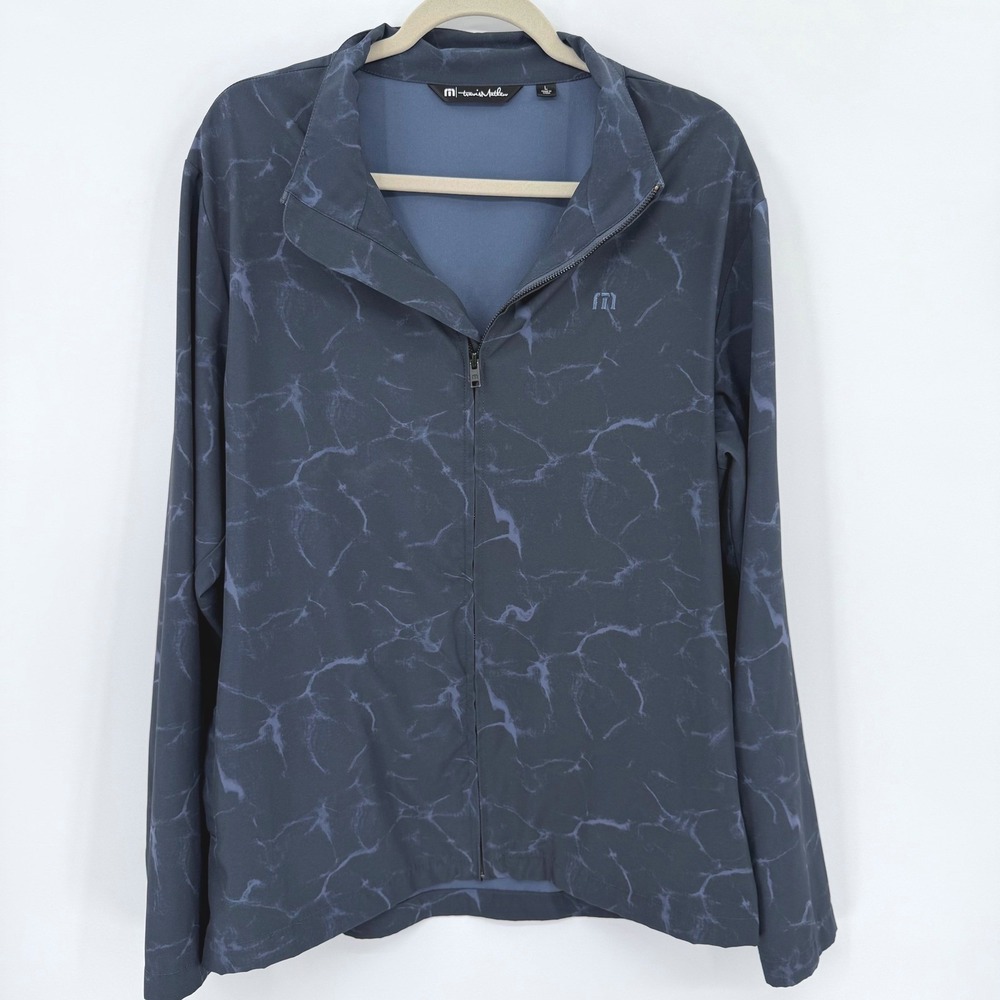 Travis Mathew Mens L Blue Abstract Full Zip Golf‎ Jacket Lightweight